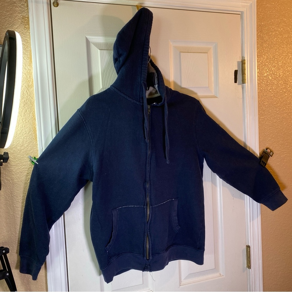 Hudson & Barrow NYC Mens S SMALL Hoodie Full Zip Pockets Drawstring (DAMAGED)